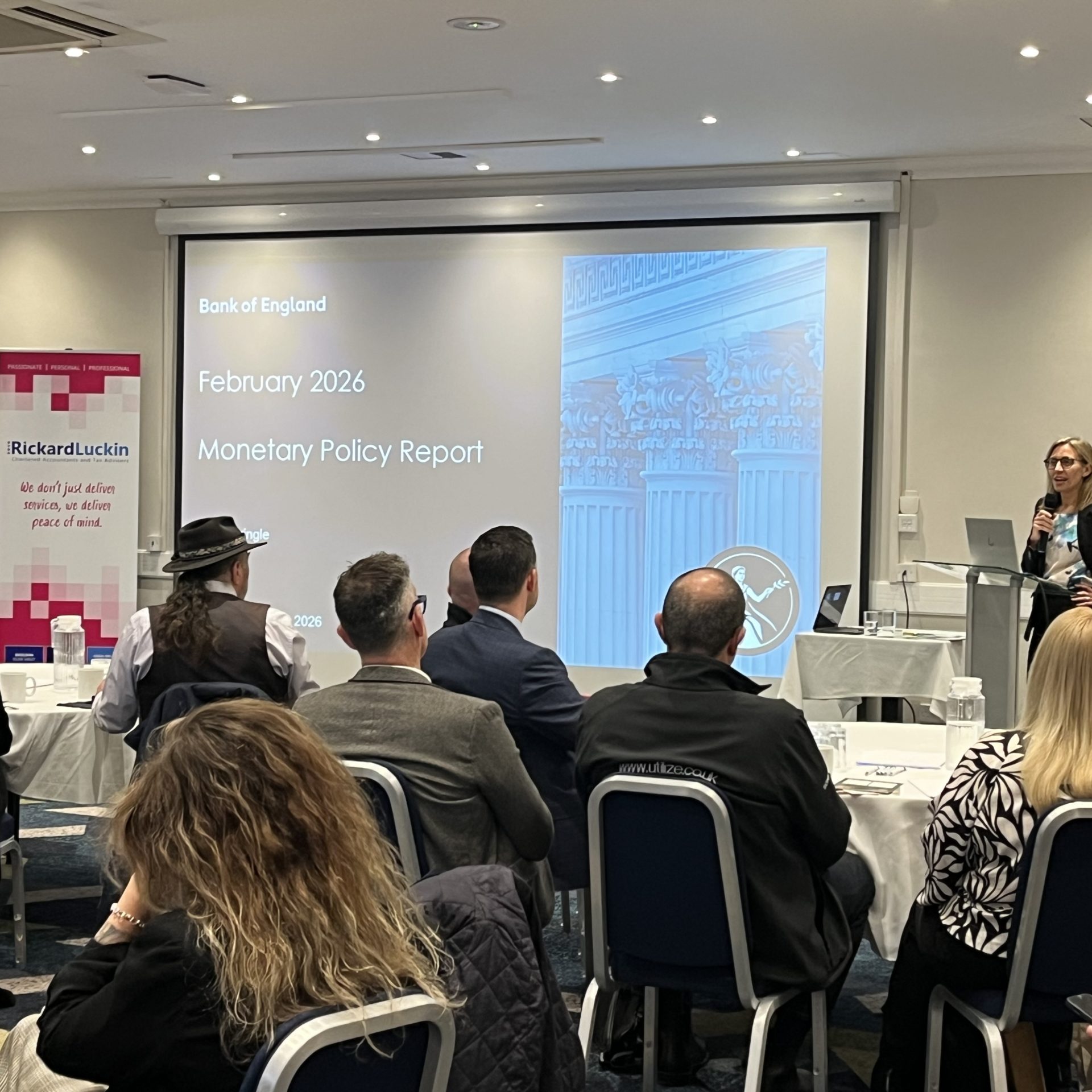 Bank of England economist Lorna Pringle presenting the February 2026 Monetary Policy Report to Basildon Business Leaders