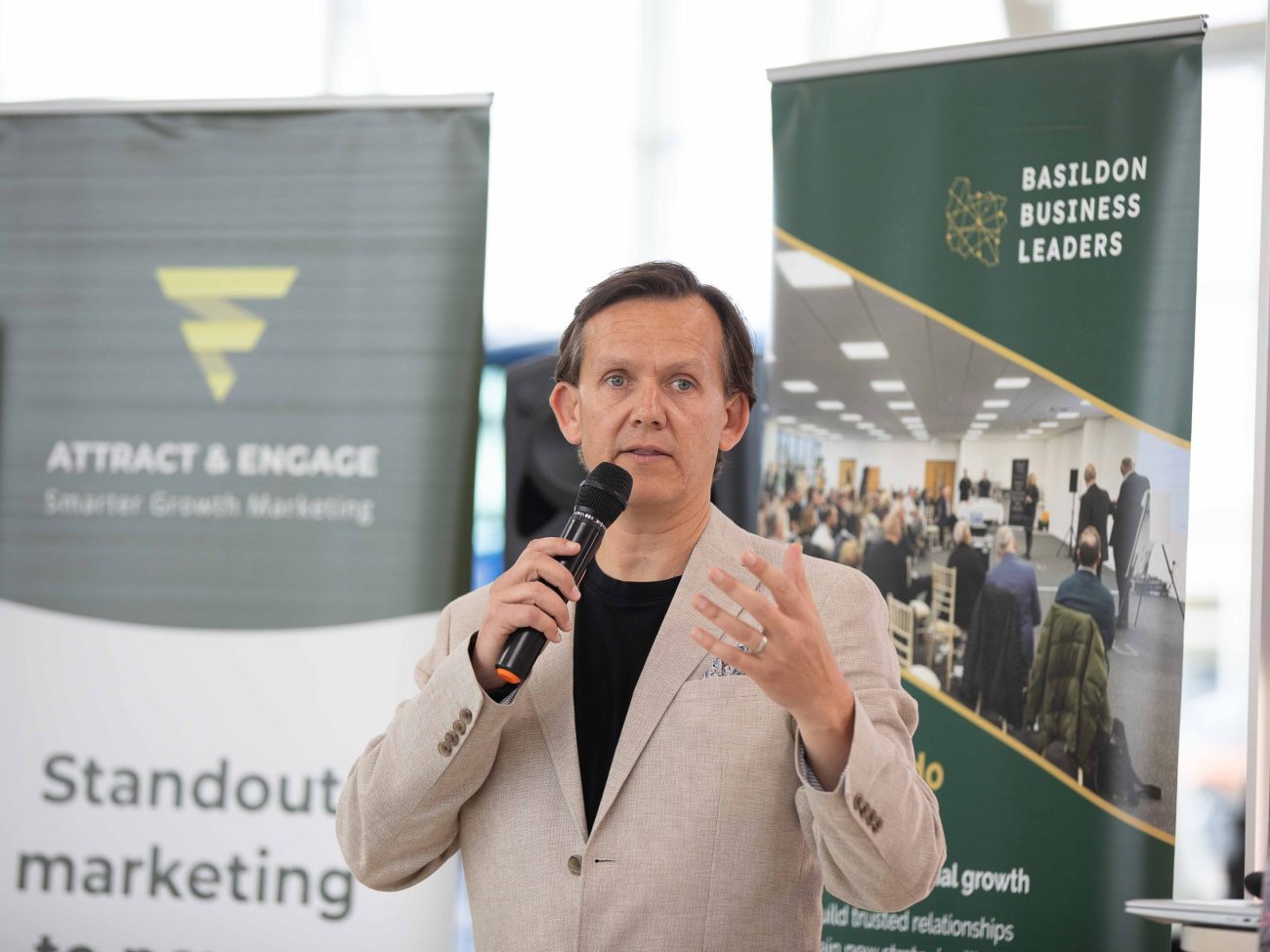 Richard Willis hosting & presenting at the Basildon Business Leaders Breakfast briefing at the CNH Tractor Plant