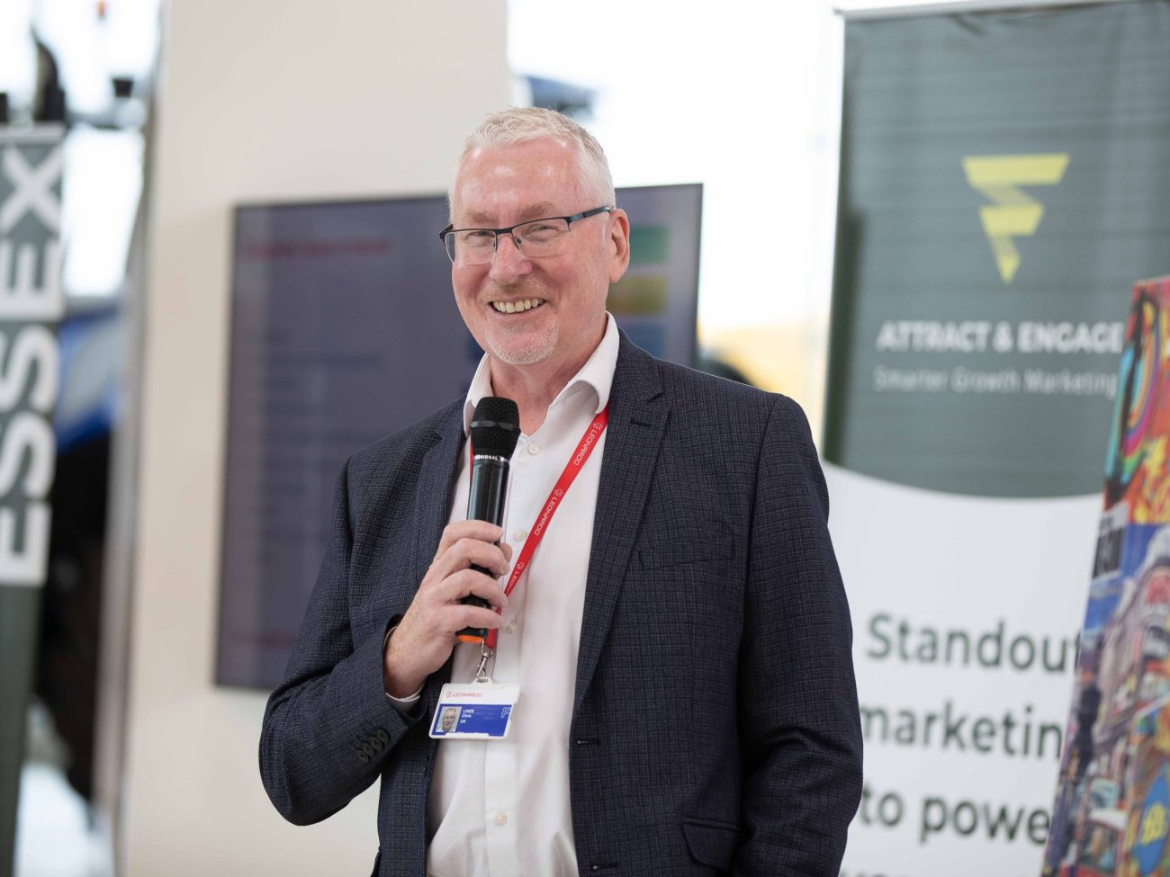 Chris Lines from Leonardo UK presenting about Supply Chain readiness at Basildon Business Leaders Breakfast briefing at the CNH Tractor Plant