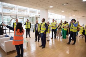 Senior business leaders attending the plant tour at the Basildon Business Leaders Breakfast briefing at the CNH Tractor Plant