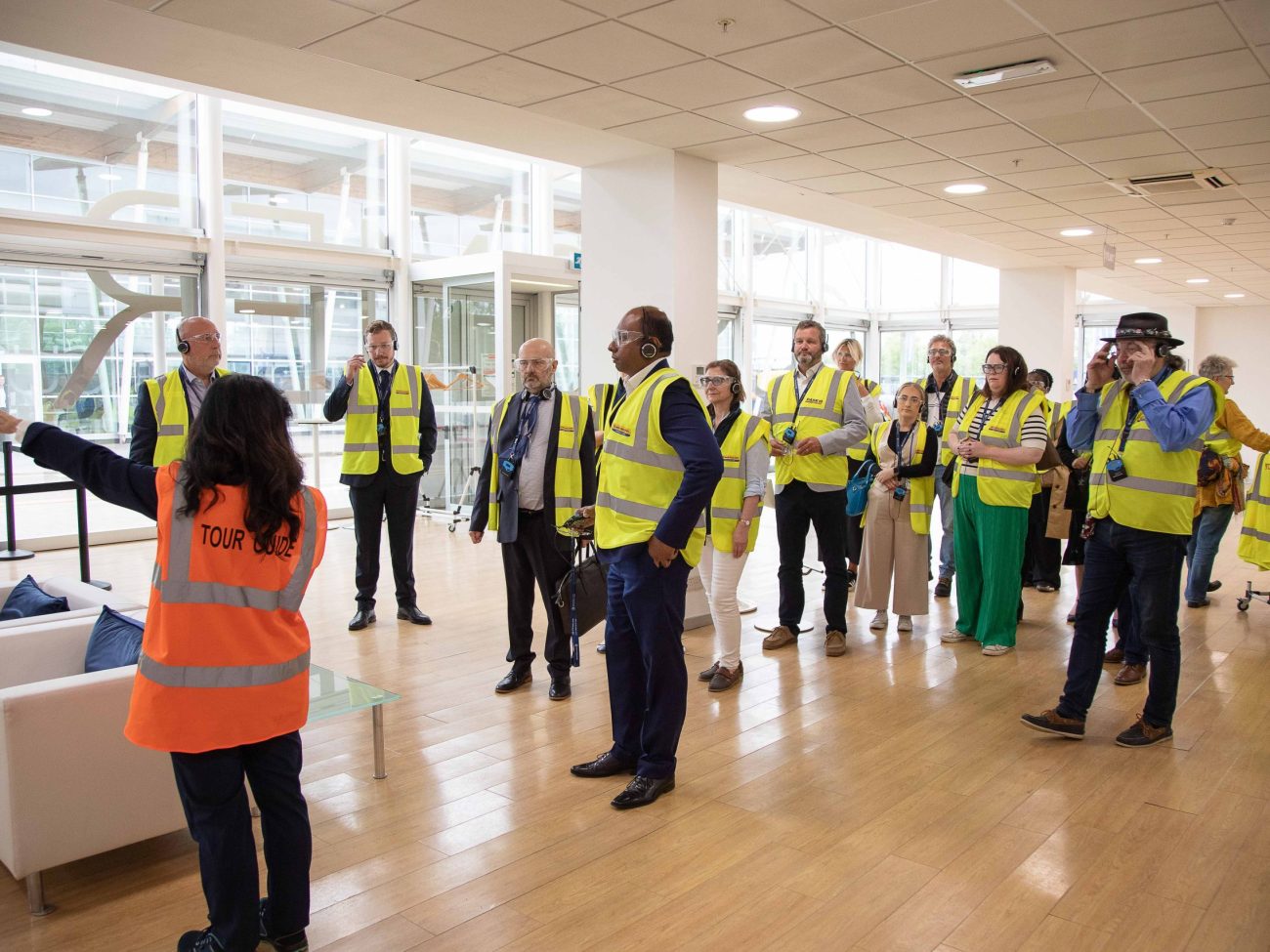 Senior business leaders attending the plant tour at the Basildon Business Leaders Breakfast briefing at the CNH Tractor Plant