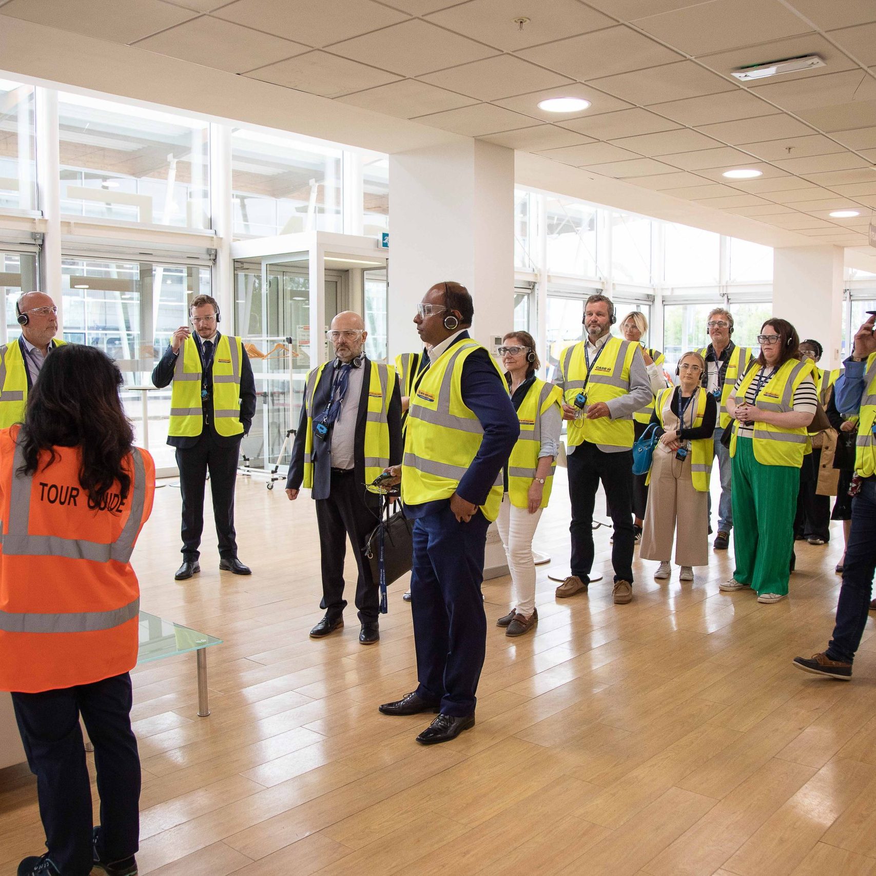 Senior business leaders attending the plant tour at the Basildon Business Leaders Breakfast briefing at the CNH Tractor Plant