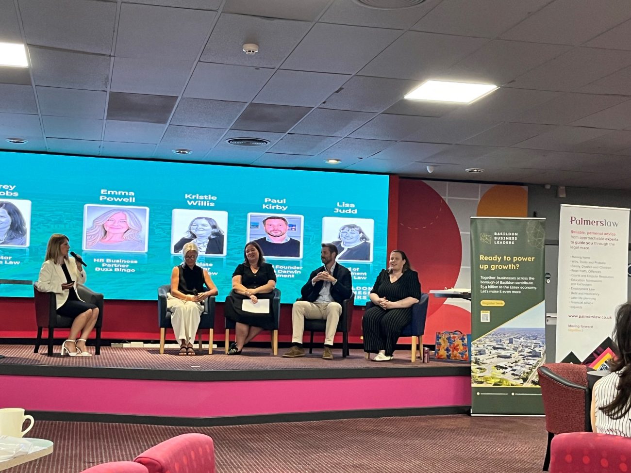 Business Leaders on stage at breakfast briefing at Buzz Bingo Basildon